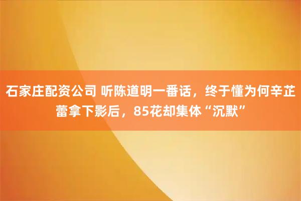 石家庄配资公司 听陈道明一番话，终于懂为何辛芷蕾拿下影后，85花却集体“沉默”