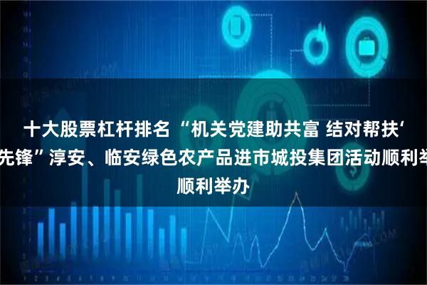 十大股票杠杆排名 “机关党建助共富 结对帮扶‘甄’先锋”淳安、临安绿色农产品进市城投集团活动顺利举办